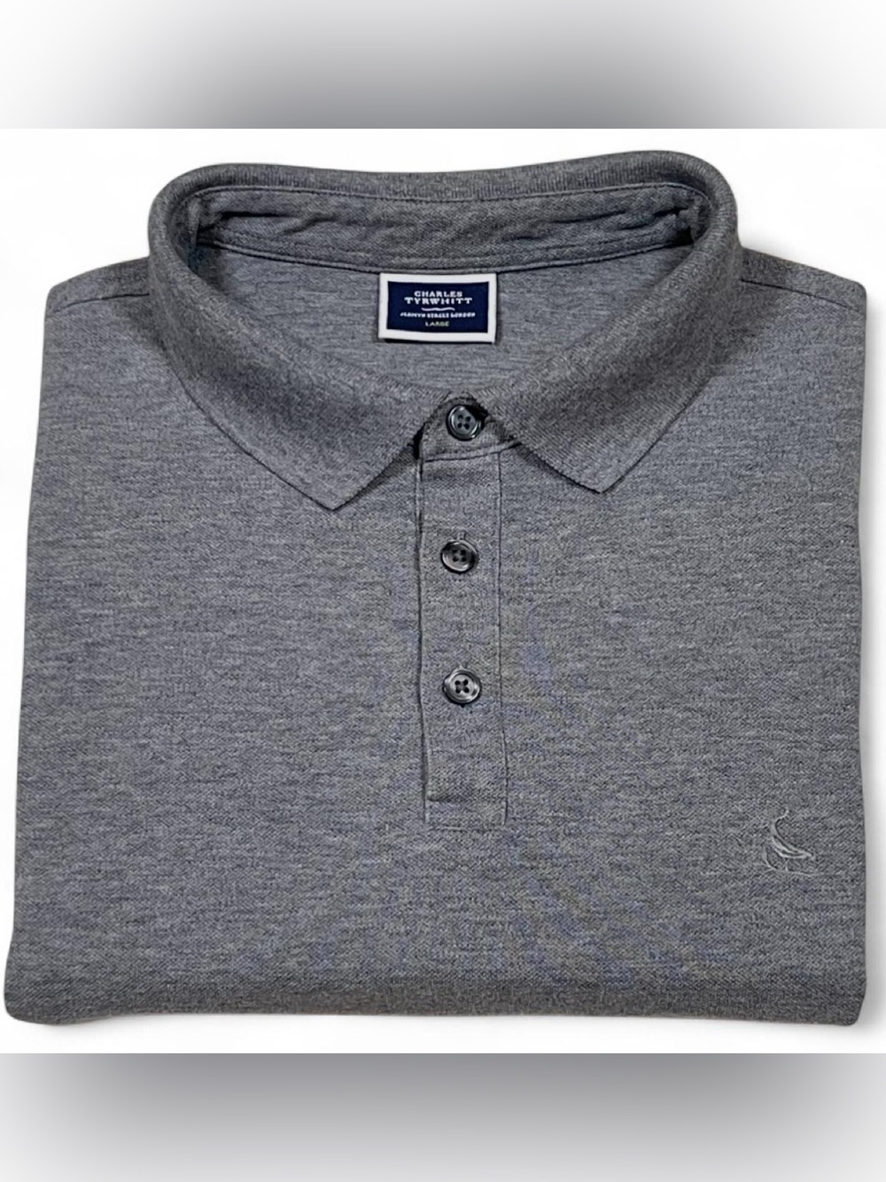 MINT! Charles Tyrwhitt Pique Polo in Marl Grey Men's Size L Stretch Golf Summer